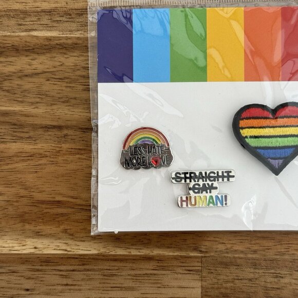 Set Of 3 Pride Pins LGBTQ LGBT Rainbow Progress Flag Enamel Pin Button - Picture 2 of 8